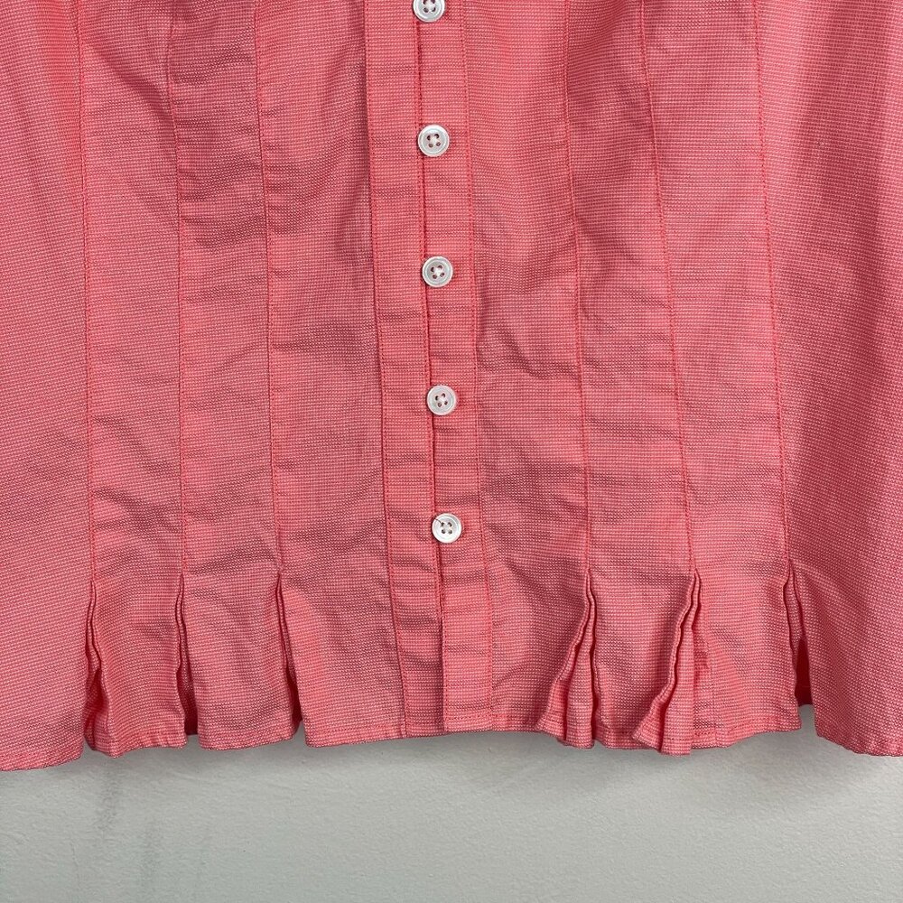 Ann Taylor Button Up Top Womens‎ 6 Nantucket Red Pleated Hem Feminine Classic - Picture 7 of 11